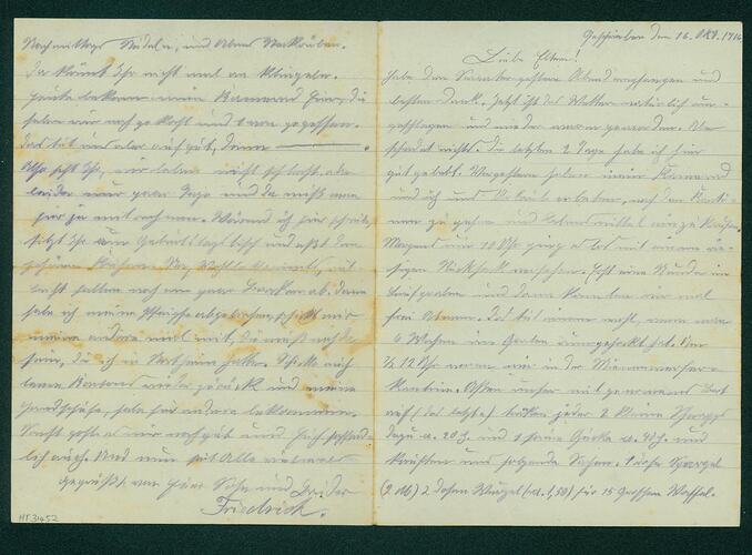 Letter - German, World War I, 1914-1918