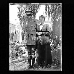 Glass Negative - Soldier and a Woman, by Hugh Conran, Australia, circa 1910s