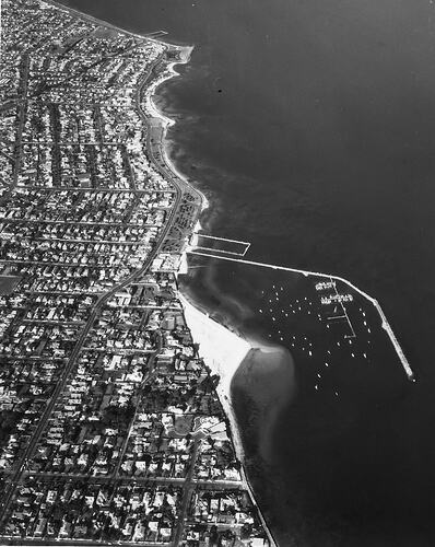 Negative - Aerial View of Brighton, Victoria, 1968