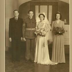 Photograph - Bridal Party, Wedding of Norma Burns & Bill Green, Melbourne, 14 Dec 1942