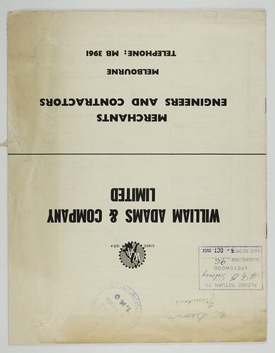 Cover with text and small company logo.