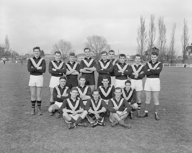 Shell Co, Australian Rules Football Team, Toorongo Oval, Victoria, 05 Jul 1959