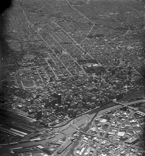 Negative - Aerial View of Melbourne, circa 1971