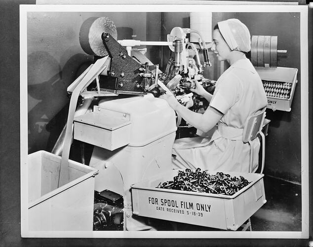 Kodak Australasia Pty Ltd, Female Factory Worker on Winding Machine, 1939
