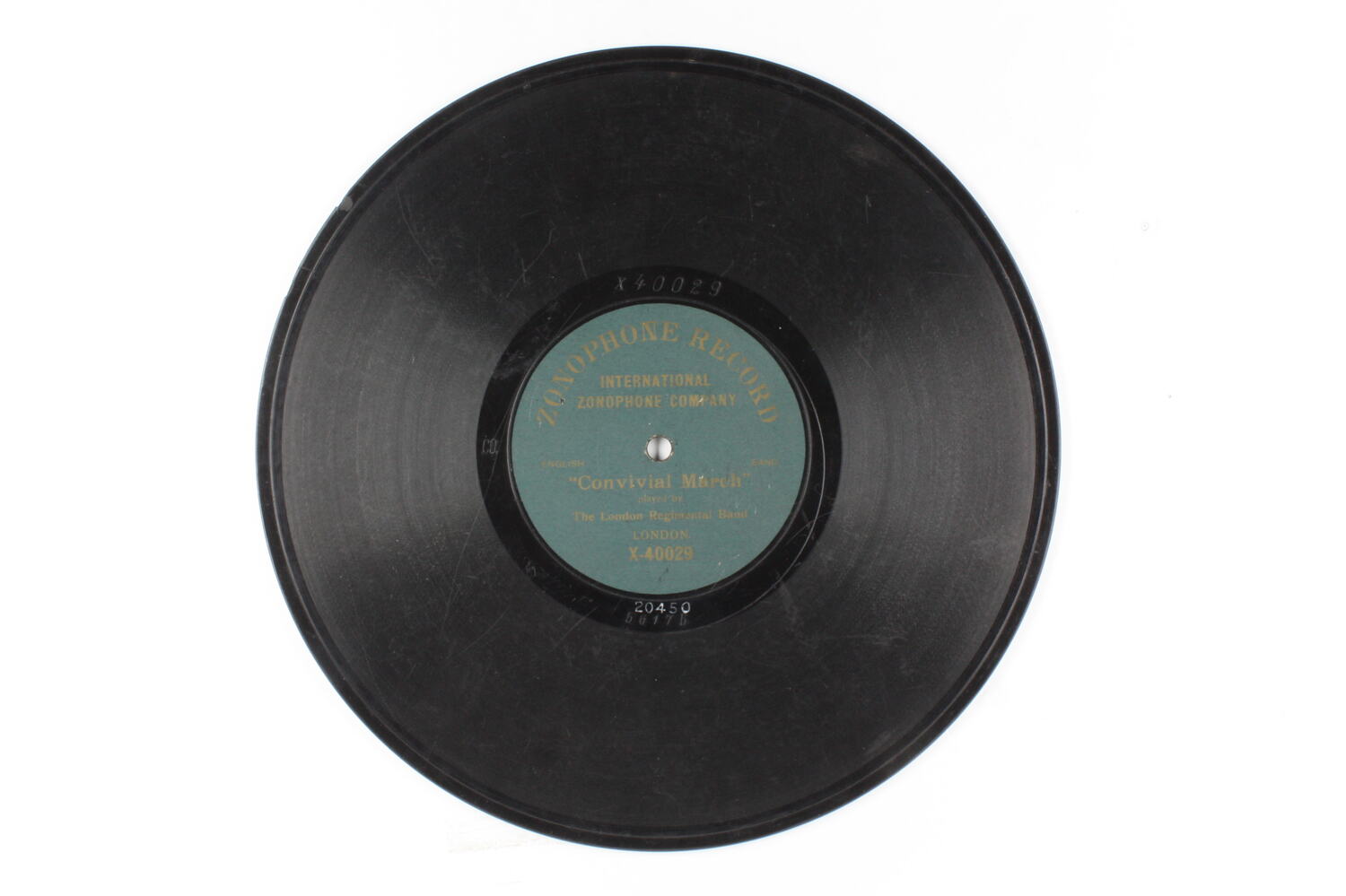 Disc Recording Zonophone, Single Sided, 'Convivial March', 19031910