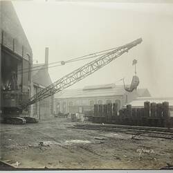 Photograph - Ruston & Hornsby, 'No.60 Dragline in Shop Entrance', Lincoln, England, 1923