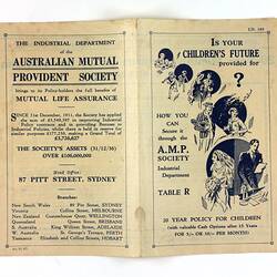 Pamphlet with text and drawings of people
