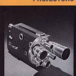Leaflet cover with text and photograph of camera.