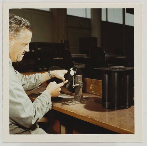 Worker Checking Aerial Film, Kodak Factory, Coburg, circa 1960s