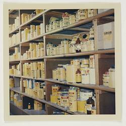 Photograph - Kodak Chemical Products in Warehouse, Kodak Factory, Coburg, circa 1960s