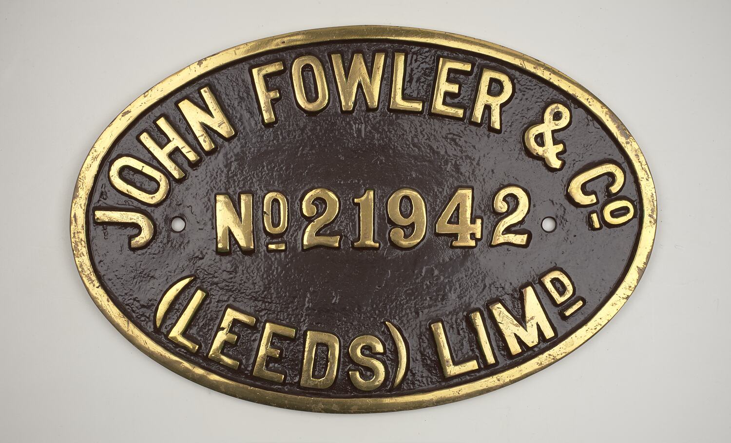 Locomotive Builders Plate - John Fowler & Co., (Leeds) Ltd., Leeds ...