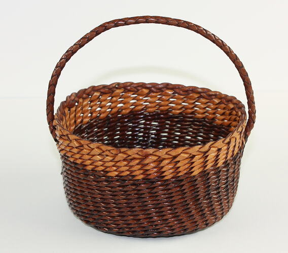 Basket - Leather Braided, Doug Kite, Ringwood, circa 1990