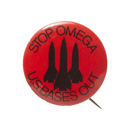 Badge - Stop Omega U.S. Bases Out (red)