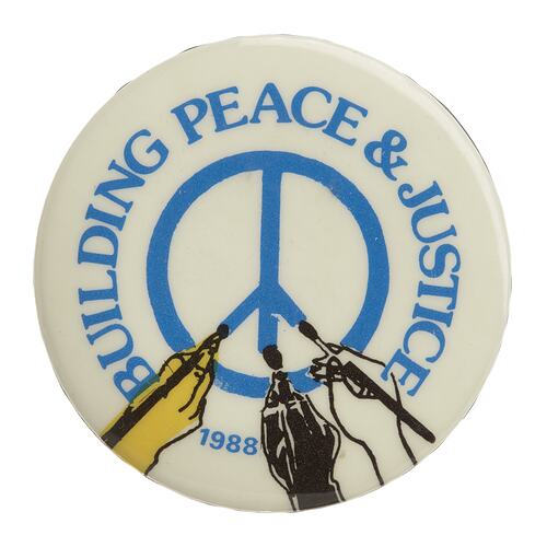 Badge-Building Peace and Justice, circa 1988