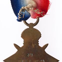 Medal - 1914-1915 Star, Great Britain, Private Stanley Frank Greves, 1918 - Reverse