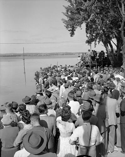 Spectators at Rowing Event, Olympic Games, Lake Wendouree, Ballarat, Victoria, 1956