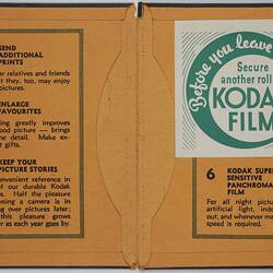 Kodak film wallet opened flat.