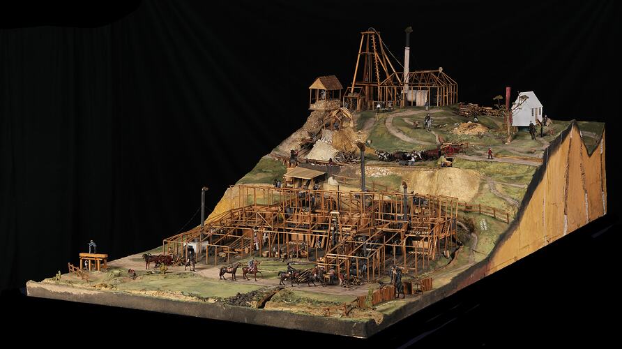 3/4 view of Model showing details of the Port Phillip Quartz Mine and Gold Works at Clunes