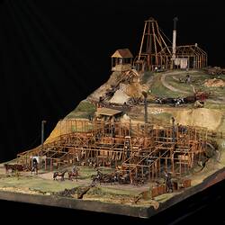 3/4 view of Model showing details of the Port Phillip Quartz Mine and Gold Works at Clunes