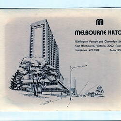 Photograph In Card - Sylvia & Lindsay Motherwell, Melbourne Hilton, Melbourne, circa 1970s-80s