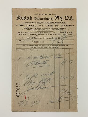 Receipt - Kodak Australasia Pty Ltd, The Block