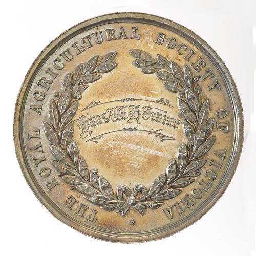 Medal - Royal Agricultural Society of Victoria Silver Prize, 1890 - 91 AD
