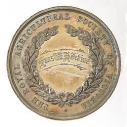 Medal - Royal Agricultural Society of Victoria, Second Prize, Victoria, Australia, 1890-1891