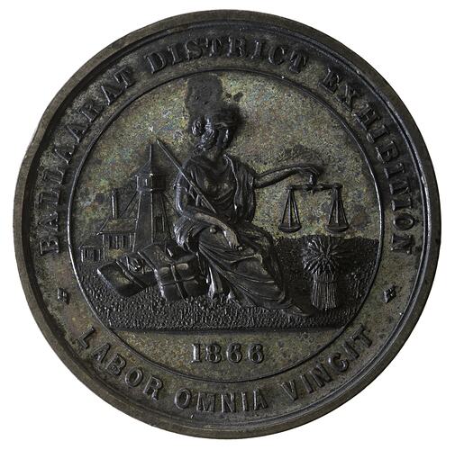 Medal - Ballaarat District Exhibition Prize, 1866 AD