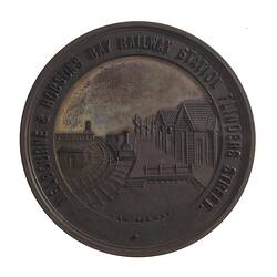 Medal - Opening of Melbourne & Hobson's Bay Railway 60th Anniversary, Designed by Alfred Chitty, Victoria, Australia, circa 1914