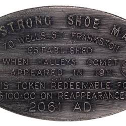 Medal - Armstrong Shoe Mart, Frankston, 1986 AD