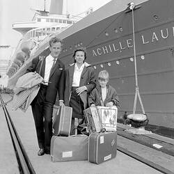 Negative - Family Arriving in Melbourne on Achille Lauro Ship, Station Pier, 1968