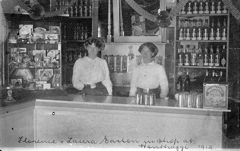FLORENCE & LAURA EASTON IN SHOP AT WONTHAGGI 1912.