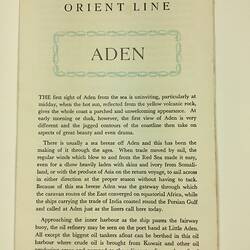 HT 54798, Booklet - Orient Line, Aden, 1967 (MIGRATION), Document, Registered