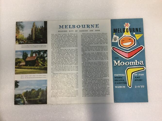 Open leaflet with central black printed text and 4 colour printed images.
