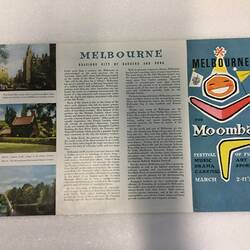 Open leaflet with central black printed text and 4 colour printed images.