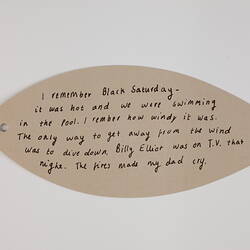 Paper Leaf - 'I Remember Black Saturday', From the Heart: Remembering the 2009 Victorian Bushfires Exhibition, 2019