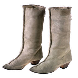 Boots - Gelati, Beige Suede with Laced Seams