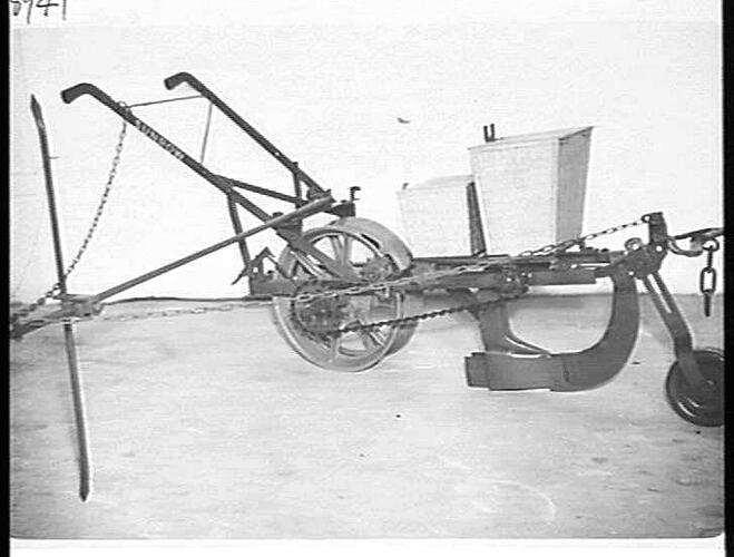 SUNROW PLANTER FITTED WITH LONG MARKER. MARCH 1949