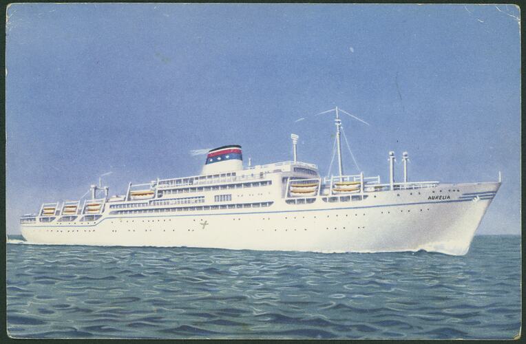 Ocean liner ship at sea.