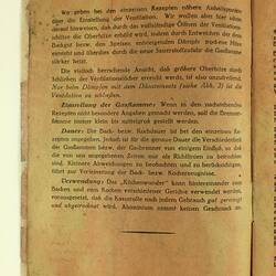 Printed page. Paper is discoloured and text in German in black ink.