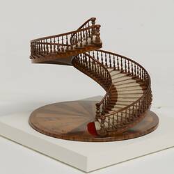 Model of a spiral wooden staircase.