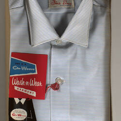 Shirt - 'Glo-Weave Fine Line', White & Blue Stripes, circa 1956