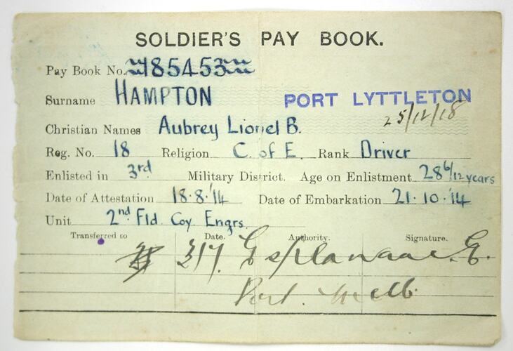 Page - Soldiers Pay Book