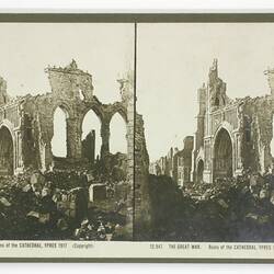 Rose Stereograph - 'Ruins of the Cathedral, Ypres 1917'