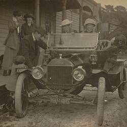 Digital Photograph - Family & Dog, with Model T Ford Car, Brunswick, circa 1913
