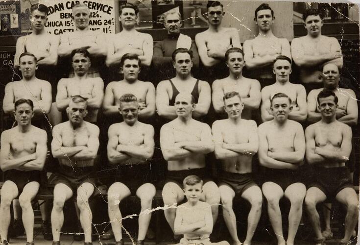 Digital Photograph - Trainers, Gym Members & Mascot, Bailey's Gymnasium, Fitzroy, circa 1926