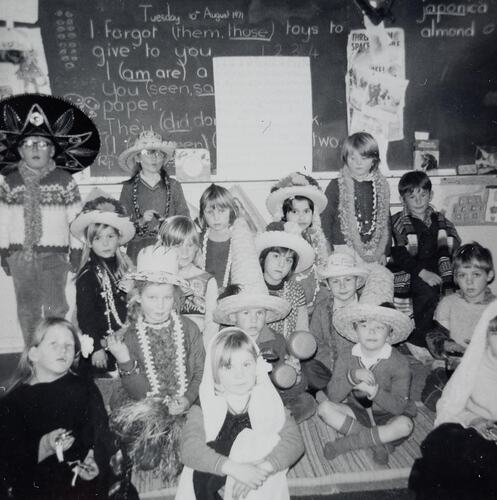 Digital Photograph - Classroom of Mooroolbark Primary School, Dressed in International Costumes, 1971