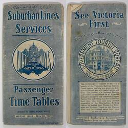 Timetable - Victorian Railways, Passenger, Suburban Lines Services, Melbourne, Victoria, May 1921