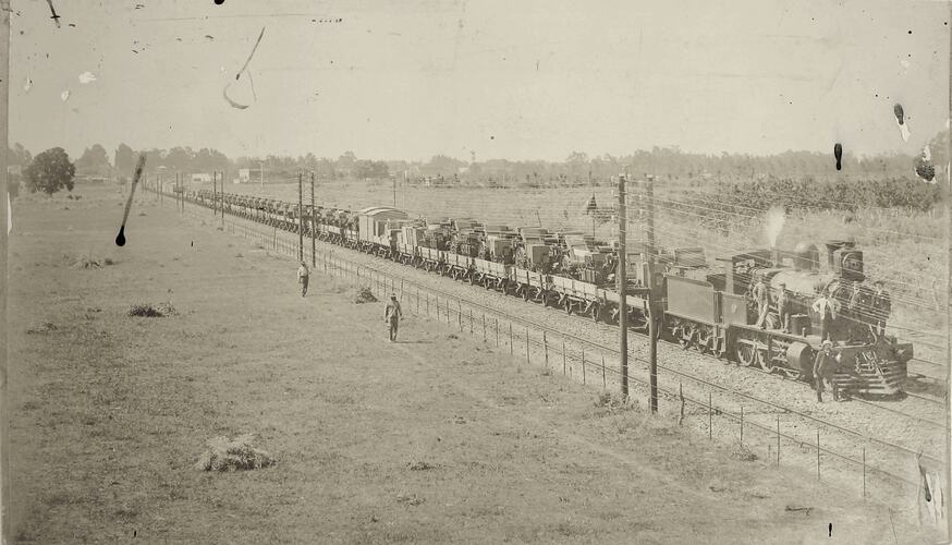 Photograph - Stationary Steam Train Loaded with Sunshine Harvesters in Argentina, 1903