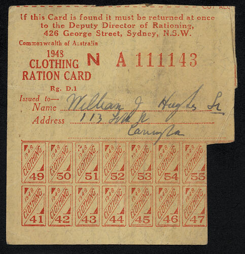 Ration Card - Clothing, 1948